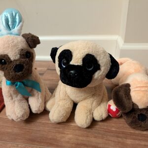 Plush Pug Dog Toy - Cream and Brown